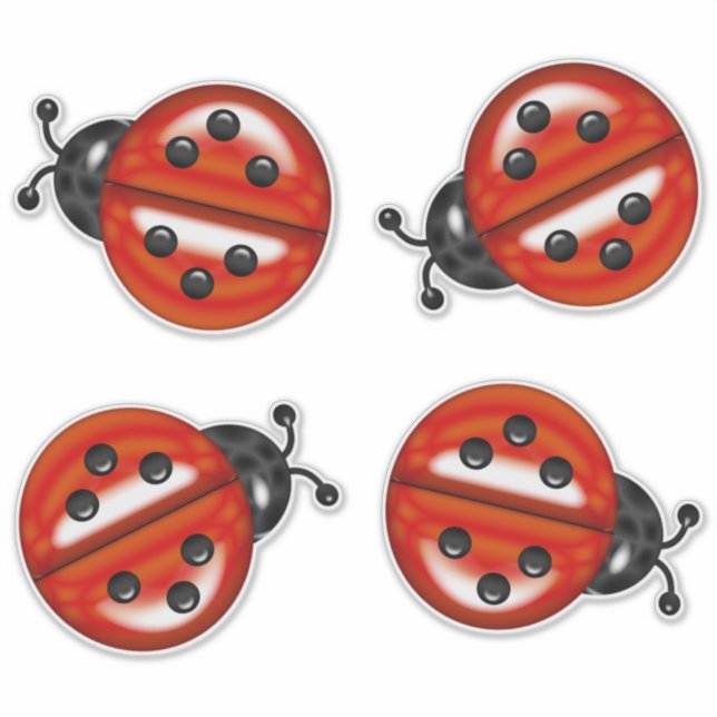 Red Black Cute Ladybugs Sticker (Front)
