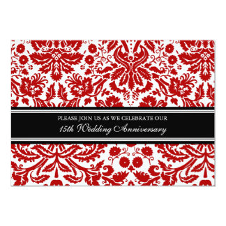 Red Black Damask 15th Anniversary Party Invitation