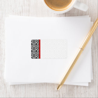 Red & Black Damask #2 Dots Shipping Label