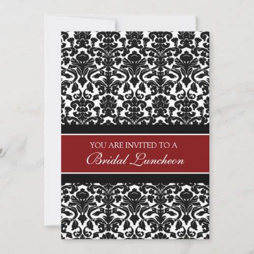 Red Black Damask Bridal Lunch Invitation Cards