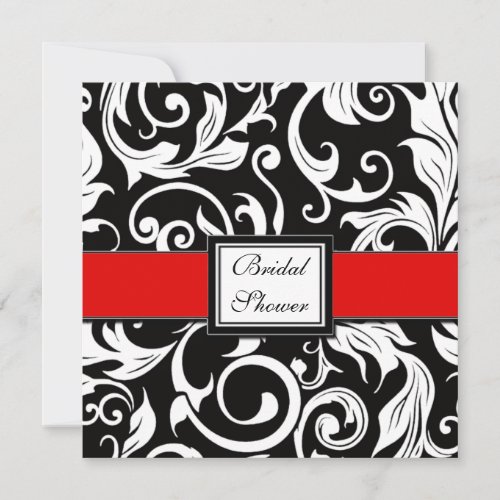 Red &amp; Black Damask Bridal Shower Invitations