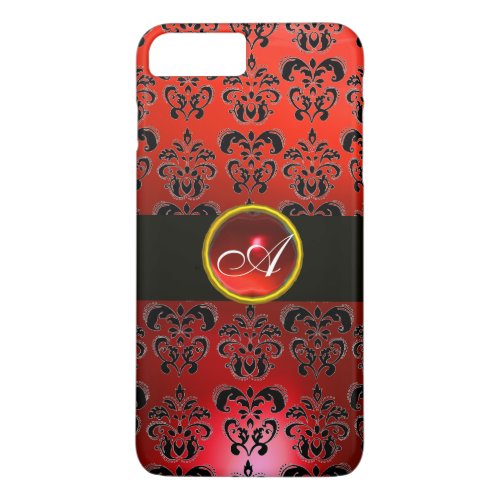 RED BLACK DAMASK GEM STONE MONOGRAM iPhone 8 PLUS7 PLUS CASE