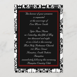 Red & Black Damask Invitation