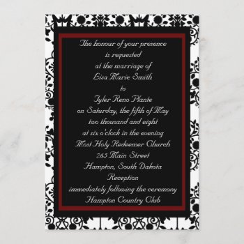 Red & Black Damask Invitation by blackrosedesigns at Zazzle