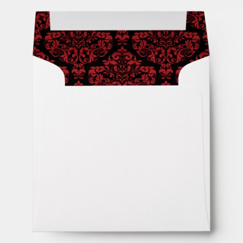 Red Black Damask Lined Wedding Envelopes