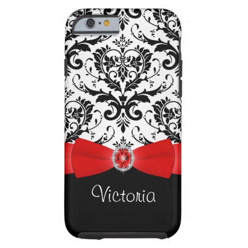 Red Black Damask Tough iPhone 6 Case