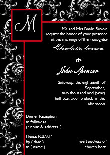 red black wedding invitations zazzle