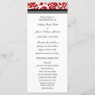 Red Black Damask Wedding Program