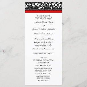 Red Black Damask Wedding Program