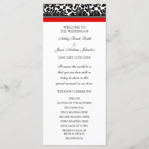 Black Red Wedding Programs Zazzle Red Black Damask Wedding Program