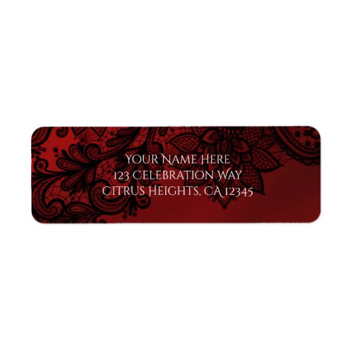 Red  Black Dark Elegance Goth Wedding Invitation Label