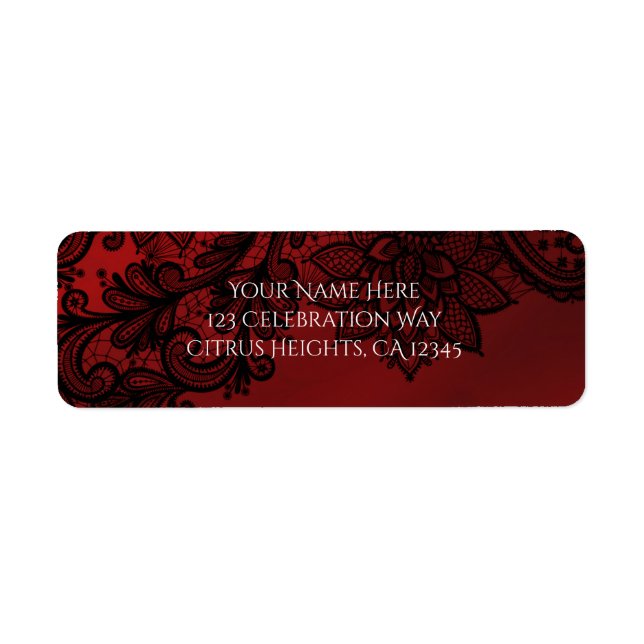 Red & Black Dark Elegance Goth Wedding Invitation Label (Front)