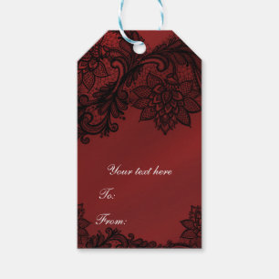 Red & Black Dark Elegance Goth Wedding Party Gift Tags