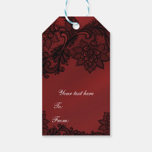 Red  Black Dark Elegance Goth Wedding Party Gift Tags