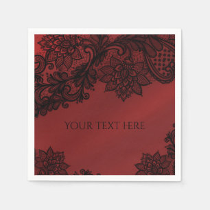 Red & Black Dark Elegance Goth Wedding Party Paper Napkins