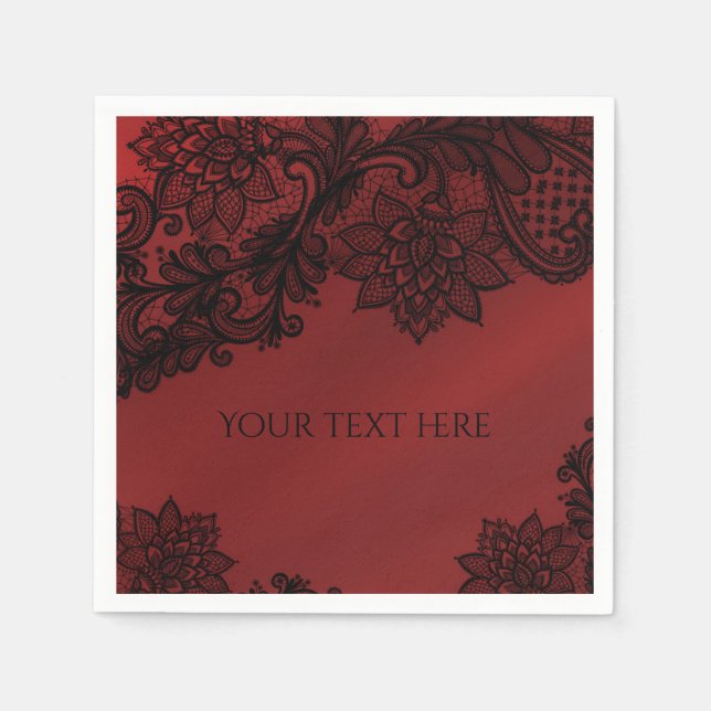 Red & Black Dark Elegance Goth Wedding Party Paper Napkins (Front)