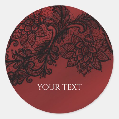 Red  Black Dark Elegance Lace Goth Wedding Party Classic Round Sticker