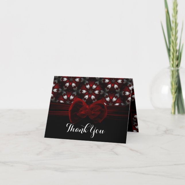 Red & Black Dark Night Gothic Wedding Romance Thank You Card (Front)