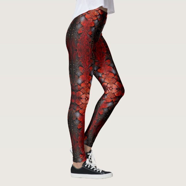 Red, Black Design on a Leggings (Right)
