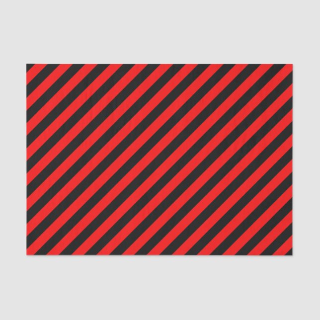 Red/Black Diagonal Stripes Tissue Paper (Front)
