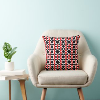 Red Black Diamond Circle Floral Pattern