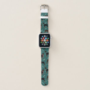 Red & Black Dobermans in Scarves Winter Pattern Apple Watch Band