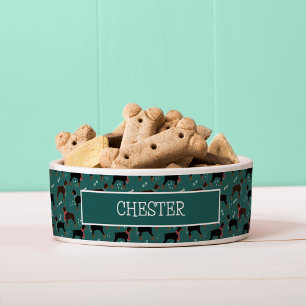 Red & Black Dobermans in Scarves Winter Pattern Bowl