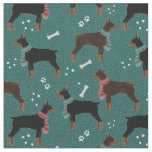 Red &amp; Black Dobermans in Scarves Winter Pattern Fabric