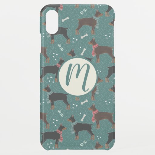 Red & Black Dobermans in Scarves Winter Pattern iPhone XS Max Case