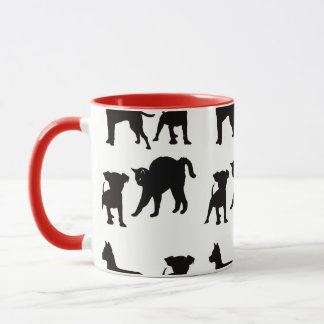Red Black Dogs And Cats Pet Lovers Owners Mug