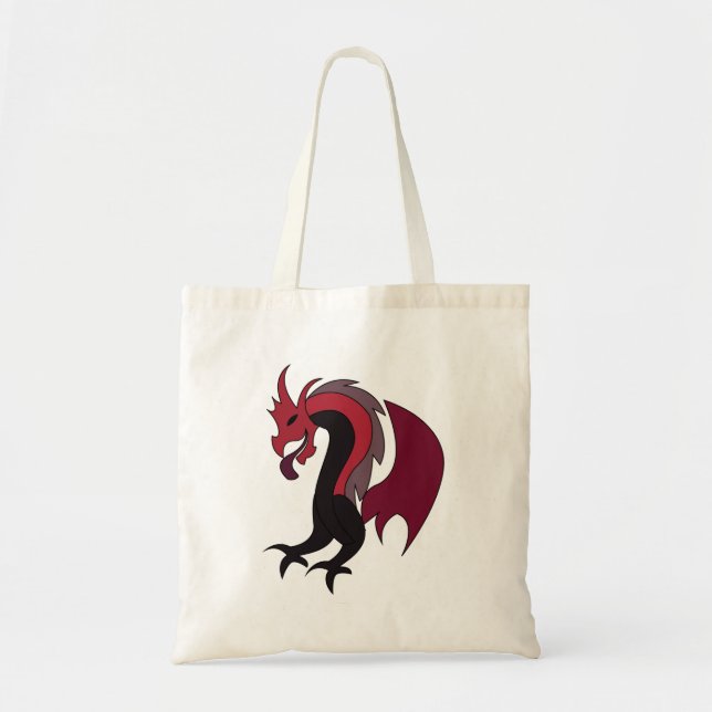 Red Black Dragon Mythical Creature Tote Bag (Front)