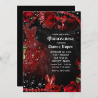Red & Black Dress Masquerade Quinceañera 15 Party