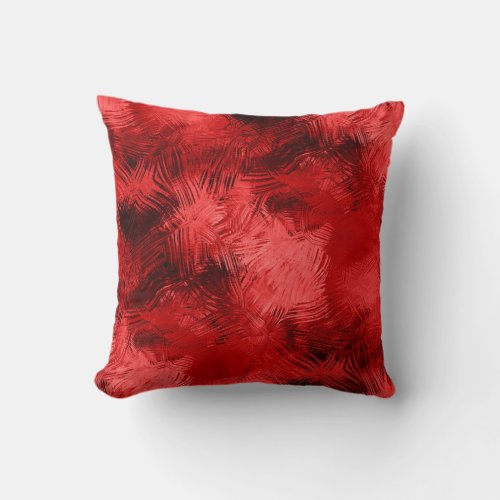 Red  Black Elegant Brushstroke Abstract Throw Pillow