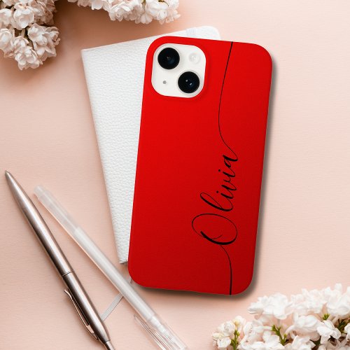 Red Black Elegant Calligraphy Script Name Case_Mate iPhone 14 Case