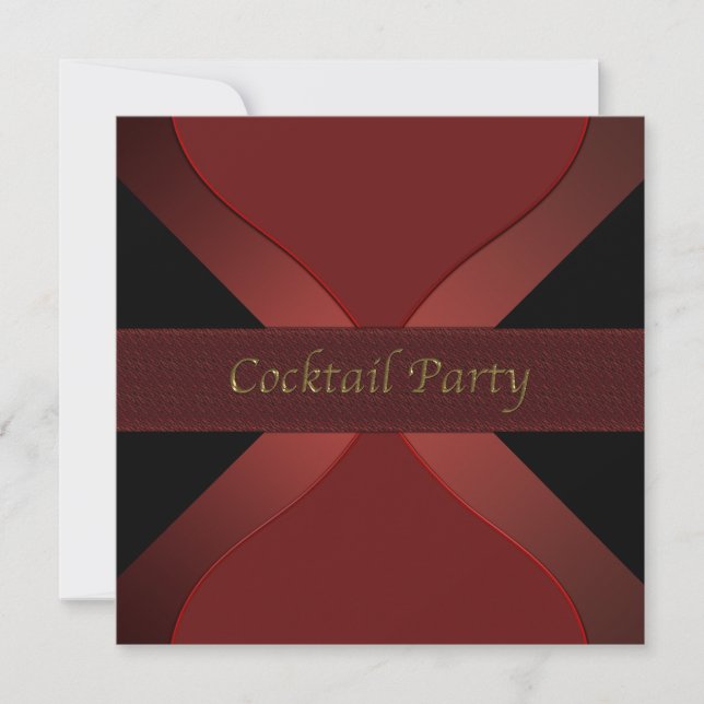 Red & Black Elegant Cocktail Party Invitation (Front)
