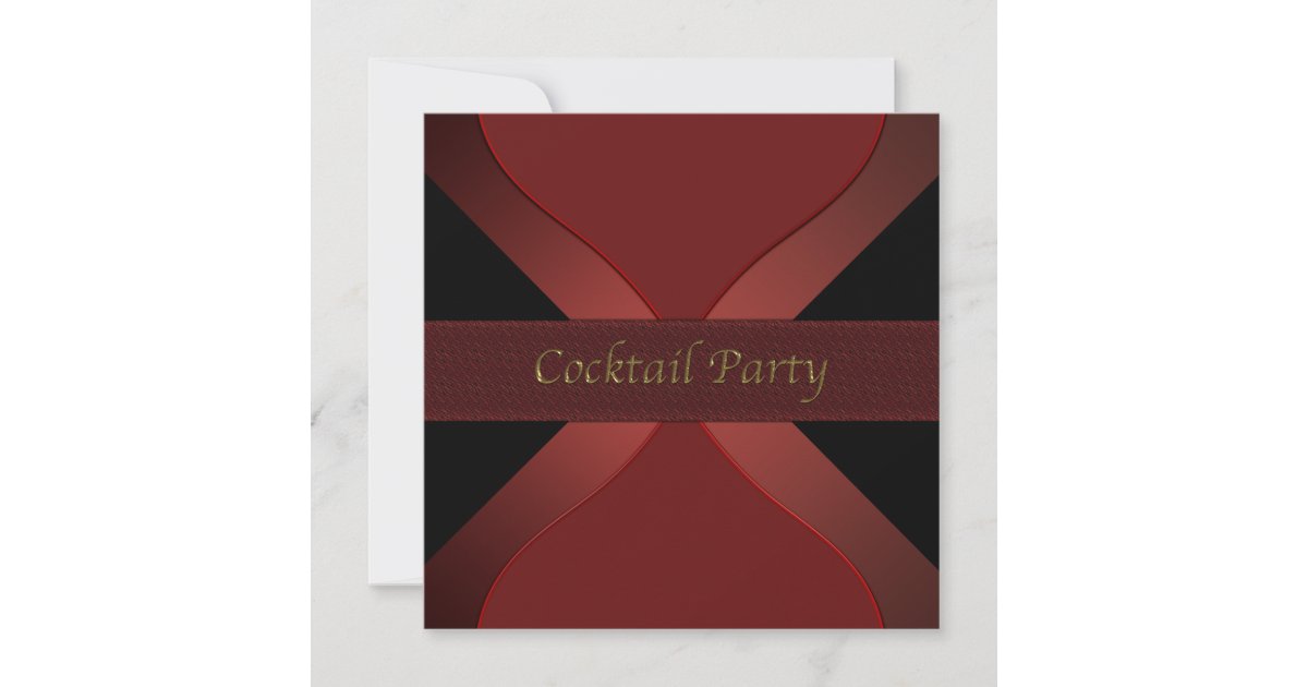 Red & Black Elegant Cocktail Party Invitation Zazzle