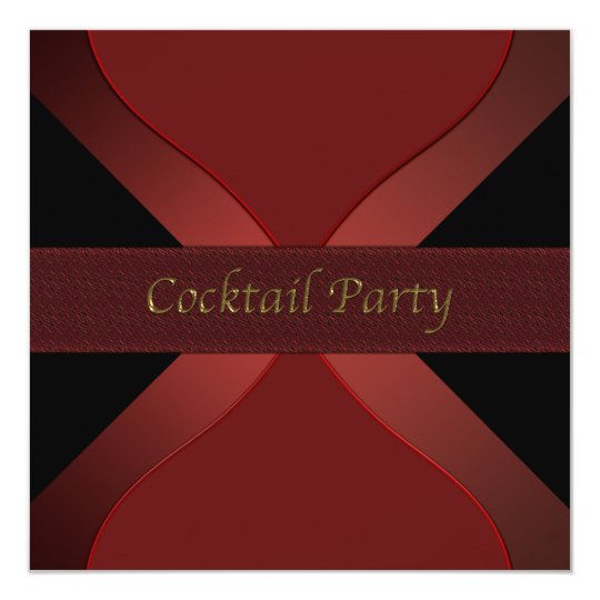 Red & Black Elegant Cocktail Party Invitation
