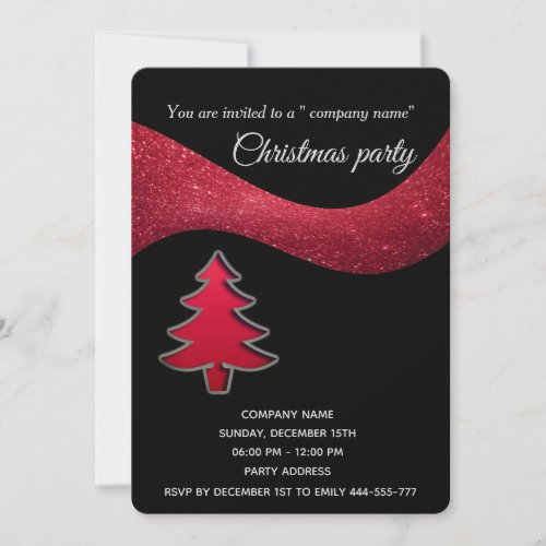 Red black elegant simple corporate Christmas party Invitation