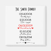 Red Black Family Important Dates Memorable Special