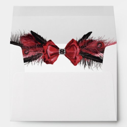 Red  Black Feather Envelope