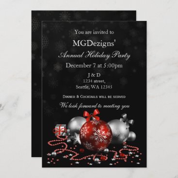 red black festive Corporate holiday party Invites