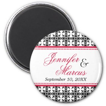 Red Black Filigree Fancy Wedding Save The Date Magnet by FidesDesign at Zazzle