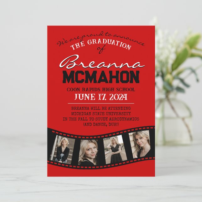 Red & Black Filmstrip Graduation Announcement (Creator Uploaded)