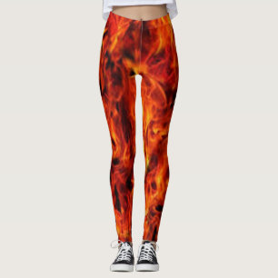 Red Black Flame Modern Chic Hipster Photo Collage Leggings