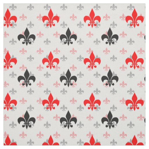 Red Black Fleur De Lis Fabric