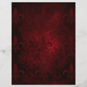 Red & Black Fleur de Lis Patterned Paper