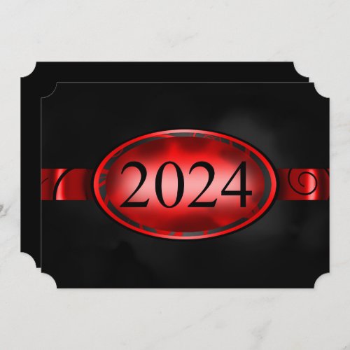 Red  Black Floral Button 2024 Graduation Party Invitation