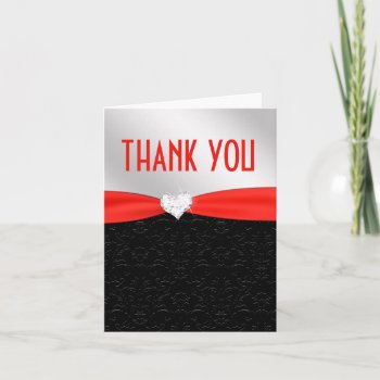 Red Black Floral Damask Diamond Thank You by InvitationBlvd at Zazzle