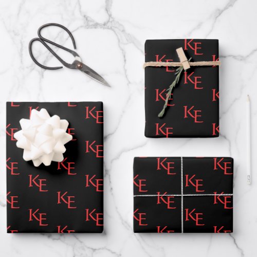Red Black Floral Minimal Modern Gothic Wedding  Wrapping Paper Sheets
