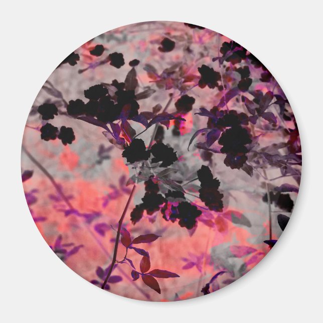Red black flower pattern design graphic art magnet (Front)